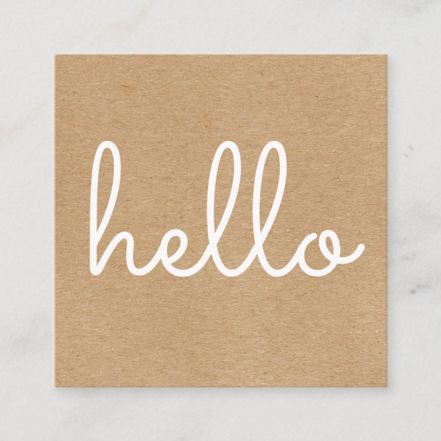 Hello Rustic Kraft Simple Modern Square Business Card (Front)