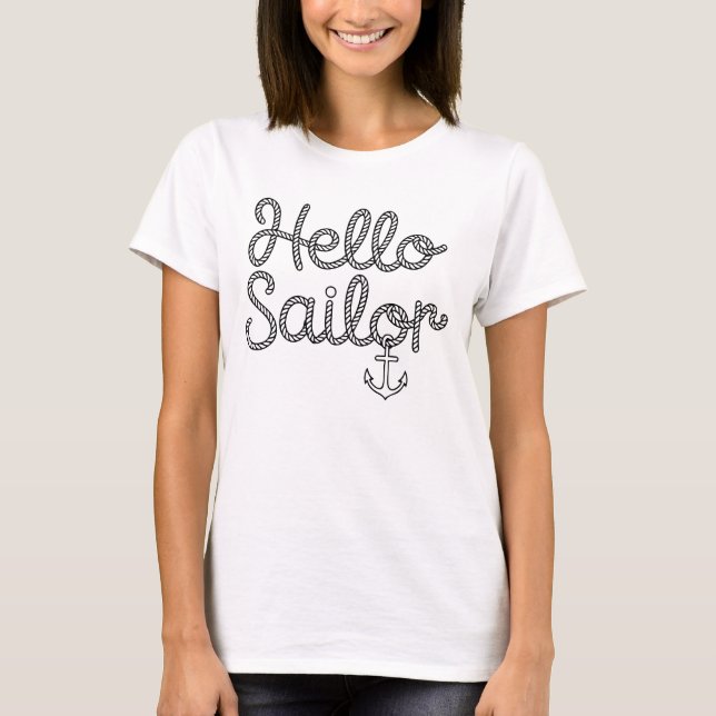 Hello Sailor Anchor Rope Design T-Shirt (Front)