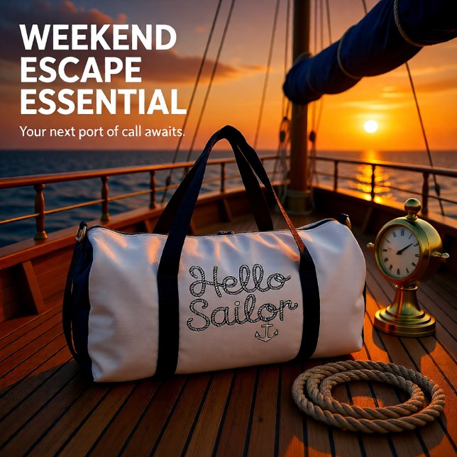 Hello Sailor Nautical Rope Anchor Duffle Bag (Creator Uploaded)