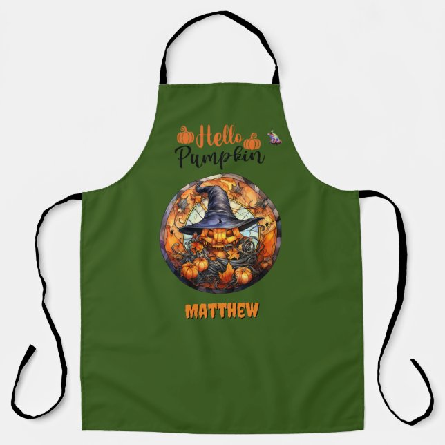 Hello Scary Hallowe'en Pumpkin Apron (Front)