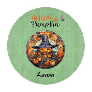 Hello Scary Hallowe'en Pumpkin Cutting Board