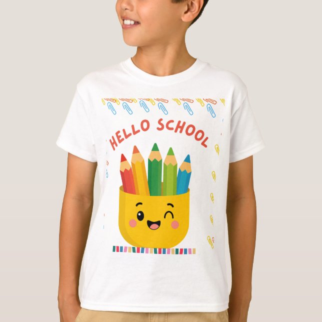 Hello School: Colourful Learning Journey.  T-Shirt (Front)