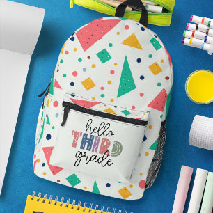 Hello school Grade colourful geometric Printed Backpack