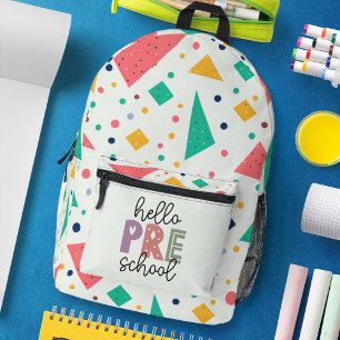Hello school Grade colourful geometric Printed Backpack