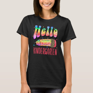 Hello School Leopard Tie Dye Pencil   Hello Kinder T-Shirt