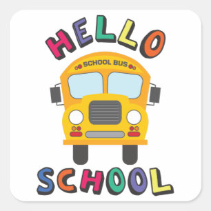 Hello School Square Sticker