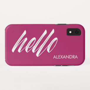 Hello Script and Your Name on Magenta Case-Mate iPhone Case