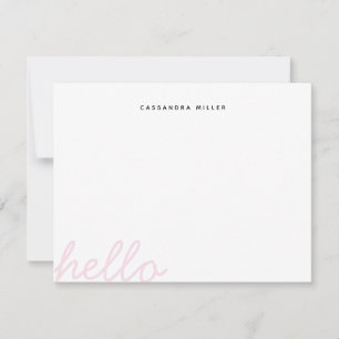 Hello Script Blush Pink Minimalist Personalised Card