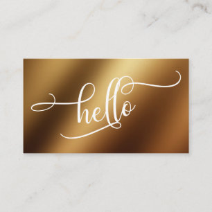 Hello Script Typography Over Smooth Gold Foil Business Card