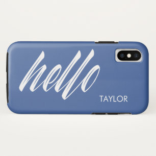 Hello Script with Custom Name Blue Case-Mate iPhone Case