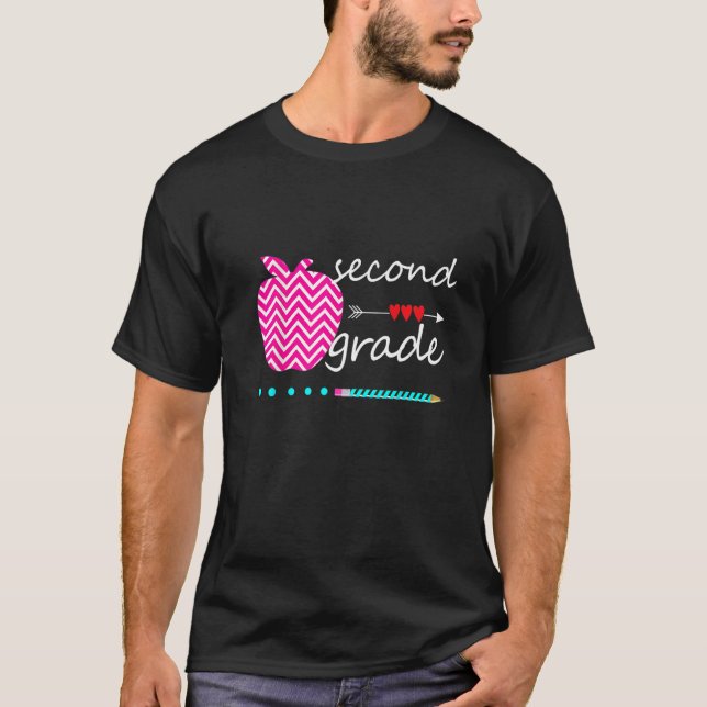 Hello Second 2nd Grade Heart Teacher Student Back  T-Shirt (Front)