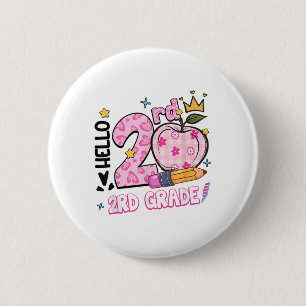 Hello Second 2nd Grade Leopard Tie Dye Girl Back T 6 Cm Round Badge