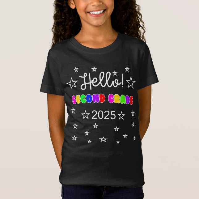Hello Second Grade 2025 Cute Back to School Tee (Front)