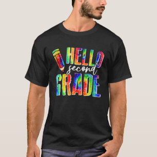 Hello Second Grade 2Nd Tie Dye Student Funny Back T-Shirt