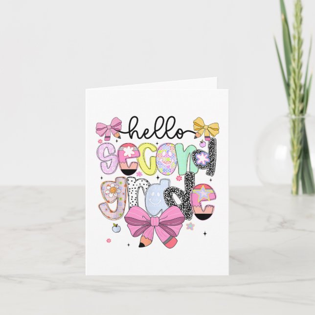 Hello Second Grade Back To School 2nd Grade Girl B Card (Front)