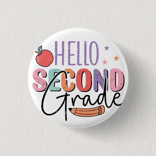 Hello Second Grade Back to School 3 Cm Round Badge (Front)