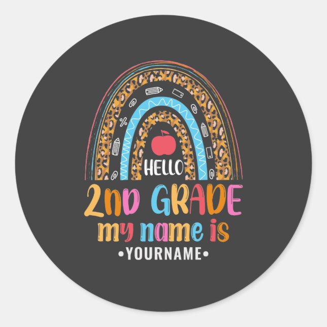 Hello Second Grade Back To School Gift Classic Round Sticker (Front)