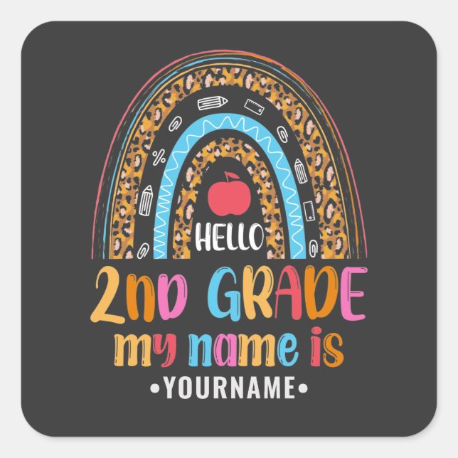 Hello Second Grade Back To School Gift Square Sticker (Front)