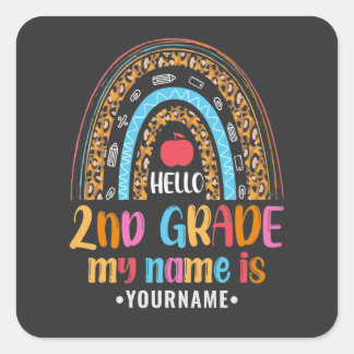 Hello Second Grade Back To School Gift Square Sticker