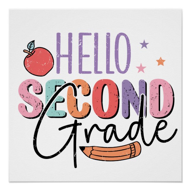 Hello Second Grade Back to School Poster (Front)