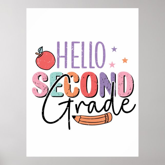Hello Second Grade Back to School Poster (Front)