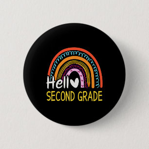 Hello Second Grade Back to School Rainbow 2nd Grad 6 Cm Round Badge