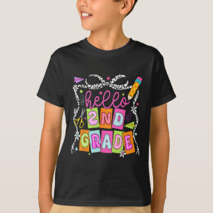 Hello Second Grade Back To School Teacher Girl Bow T-Shirt