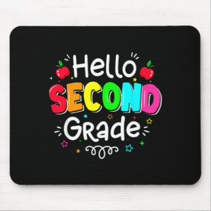Hello second grade boy girl teacher back to school mouse pad