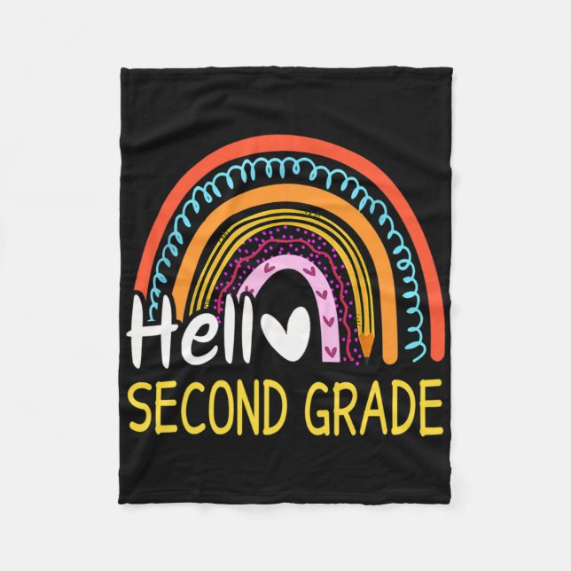 Hello Second Grade Byck To School Rainbow 2nd Grad Fleece Blanket (Front)