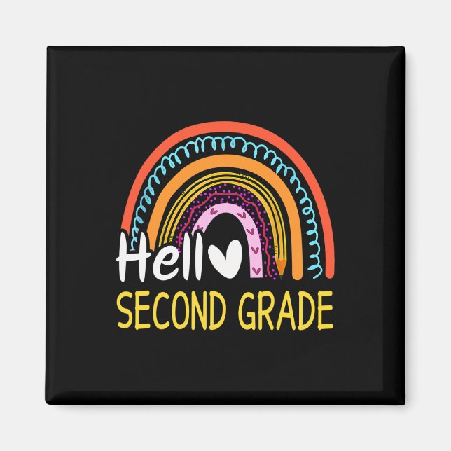 Hello Second Grade Byck To School Rainbow 2nd Grad Magnet (Front)