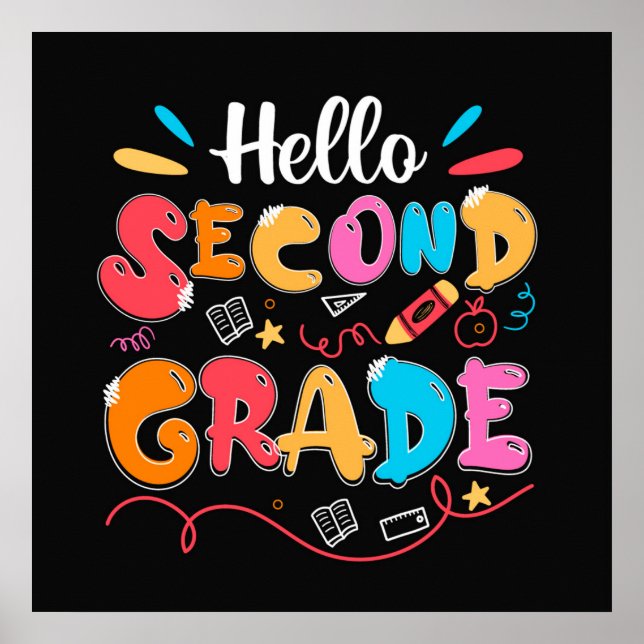 Hello Second Grade Doodle  Poster (Front)