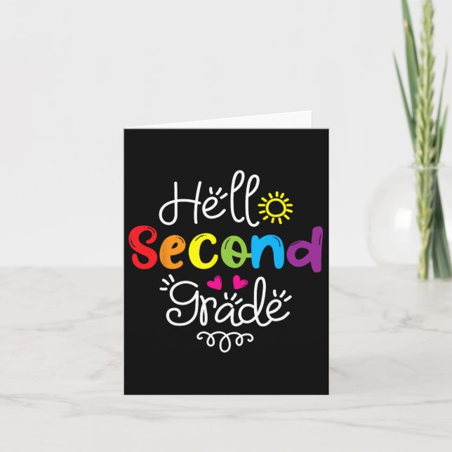 Hello Second Grade Fun 2nd Grade Byck To School Gi Card (Front)