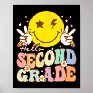 Hello Second Grade Fun Smile Face 2nd Grade Back T Poster