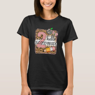 Hello Second Grade Leopard Print 2nd Grade Back To T-Shirt