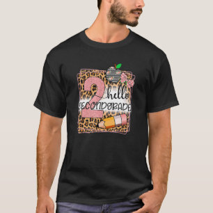 Hello Second Grade Leopard Print 2nd Grade Back To T-Shirt