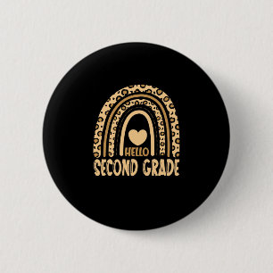 Hello Second Grade-Leopard Rainbow-Back to School 6 Cm Round Badge