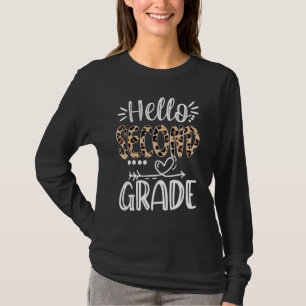 Hello Second Grade Leopard Student Back To School T-Shirt