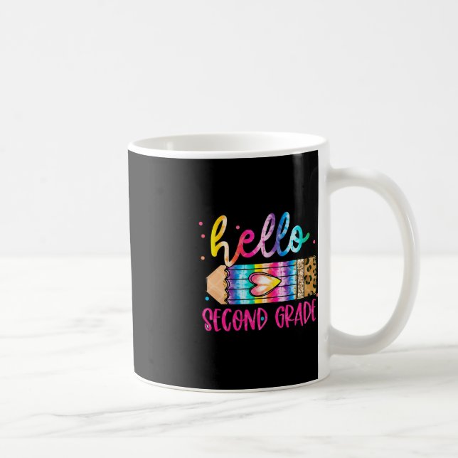 Hello Second Grade Leopard Tie Dye Pencil  Cute Te Coffee Mug (Right)