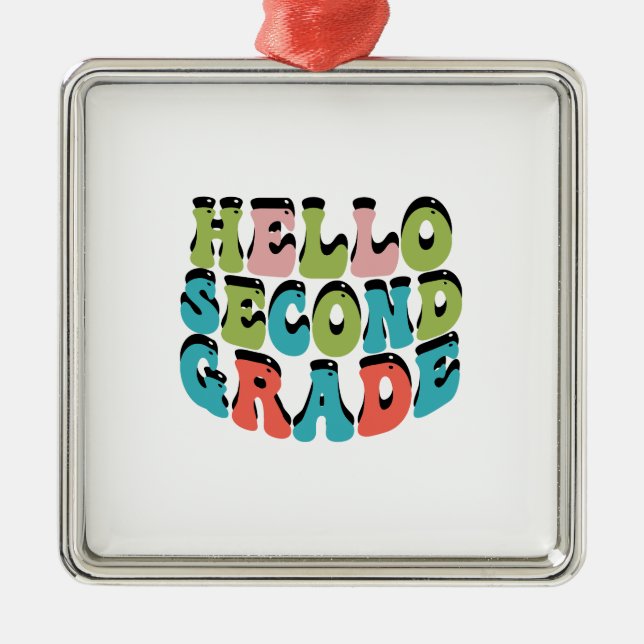 Hello Second Grade Metal Tree Decoration (Front)