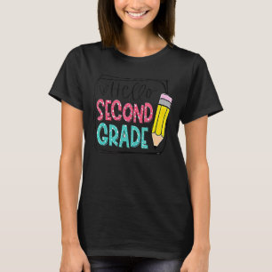 Hello Second Grade Pencil Back To School Teacher K T-Shirt