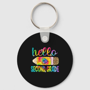 Hello Second Grade Pencil Tie Dye Back To School 2 Key Ring