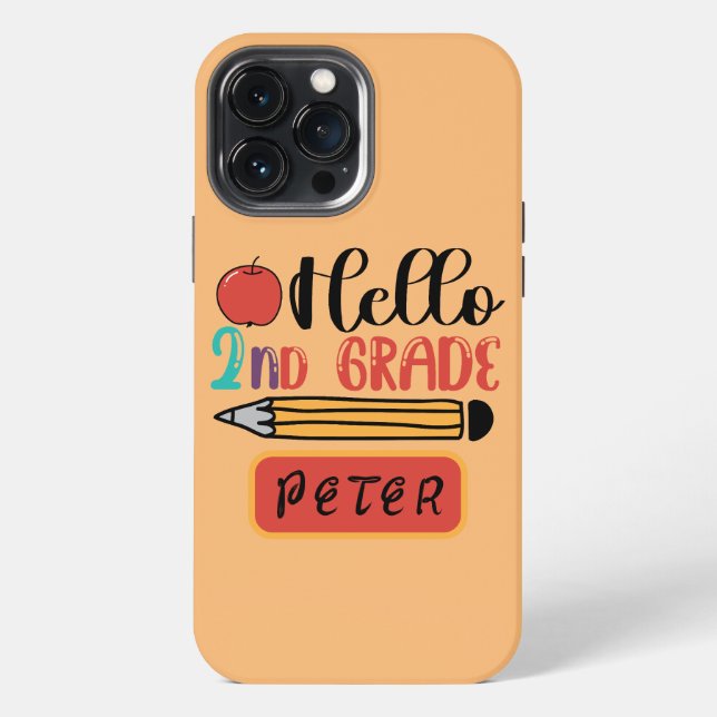 Hello Second Grade Personalised Back to School Fun iPhone Case (Back)