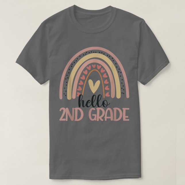Hello Second Grade Rainbow Back To School 2nd Grad T-Shirt (Design Front)