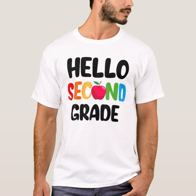 Hello Second Grade Teacher Back To School Design T-Shirt (Front)