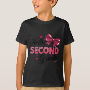 Hello Second Grade Teacher Coquette Bow Back To Sc T-Shirt