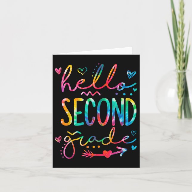 Hello Second Grade Teacher Student Back To School  Card (Front)