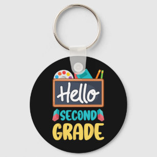 Hello Second Grade Teacher Students 2nd Grade Back Key Ring