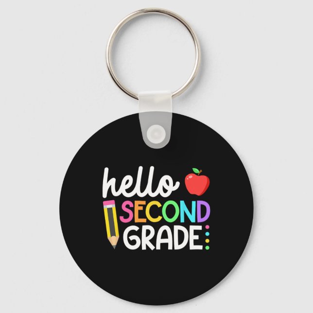 Hello Second Grade Team 2nd Grade Back to School T Key Ring (Front)