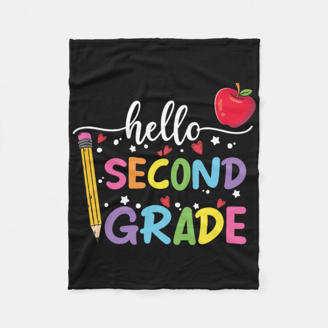 Hello Second Grade Team 2nd Grade Byck To School T Fleece Blanket (Front)