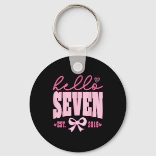Hello Seven Est 2019 Cute Coquette Bow 7th Birthda Key Ring